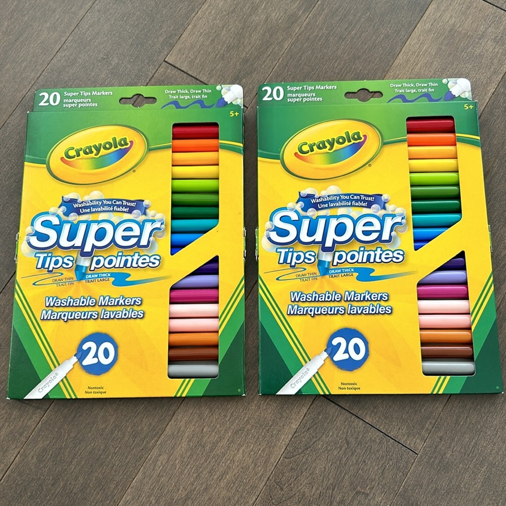 CRAYOLA Super Tips Washable Markers 20 Pack, Set of 2, Colouring Kids Adult Arts